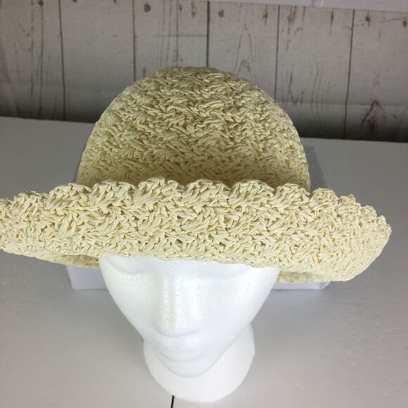 Womens Summer Prairie Ivory Roll Up Hat Country Style - Picture 2 of 7